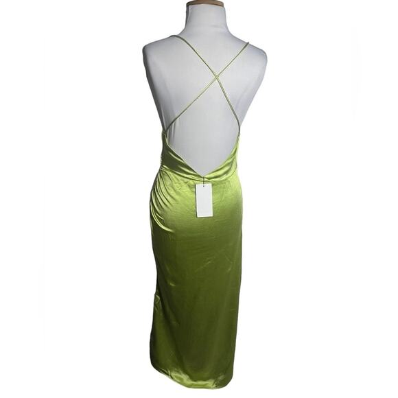 NWT OPT lime satin strappy dress Sz XS - Picture 2 of 8